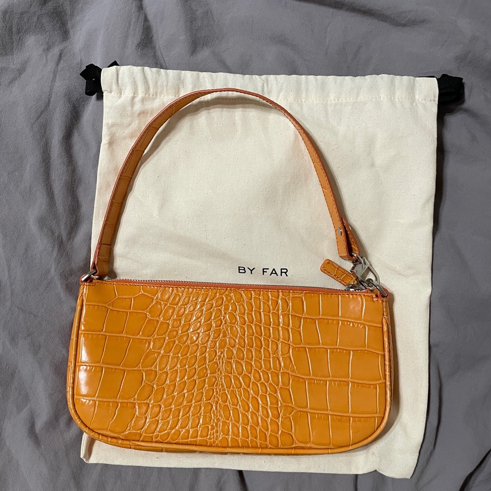 BY FAR Rachel biscuit circular croco embossed Leather bag